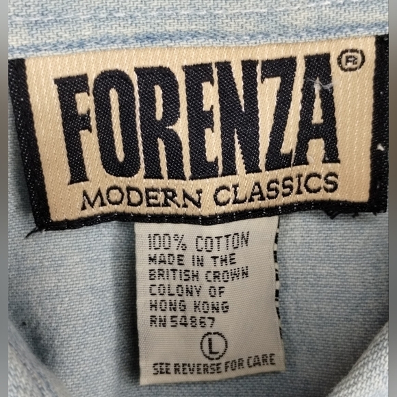 VINTAGE 80s Forenza Women's Large Tunic Shirt Chambray Denim Southwestern Relax - Picture 9 of 9